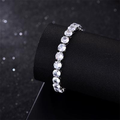 China Wholesale Hiphop 14k White Gold Plated CZ Tennis Chain Bracelet Men Women Jewelry Iced Out Zircon Diamond Tennis Bracelet for sale