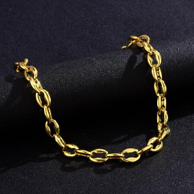 China Custom Hiphop Hip Hop Zinc Alloy Gold Plated Mens Jewelry Hog Nose Chains Necklaces Coffee Bean Chain Necklace for sale