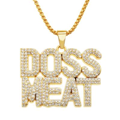 China Diamond Ice Out Cuban Link Chians Restriction Cuban Link Chain Iced Out Diamond Initial Necklace Doss Meat Letter Necklace Jewelry Hiphop Men for sale