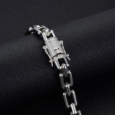 China Hiphop 11mm Bling Cubic Zirconia Chunky Chokers Geometric Cuban Link Chains Necklace Miami Charm Jewelry Silver Trendy Punk Set for sale