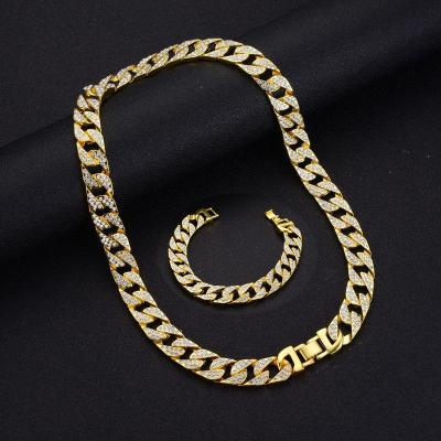 China Two Row Diamond Ice Out Cuban Link Chians 14mm Diamond Iced Out Cute Hip Hop Mens Womens Cuban Link Necklaces Bracelets Jewelry Chain Set for sale