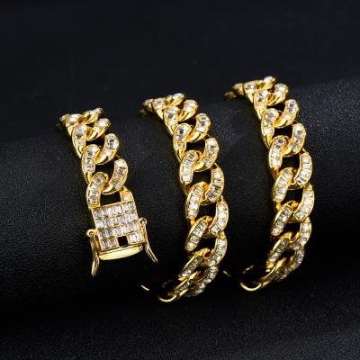 China Wholesale Hiphop Gold Copper Alloy Custom Men's Miami Square Shape Cuban Link Jewelry Chain Necklace for sale