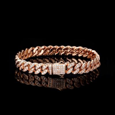 China Copper Rose Gold Round Cubic Zirconia Diamond Bracelet Women Jewelry Spring Clasp Bracelet 8mm Coin Rectangle Letter for sale