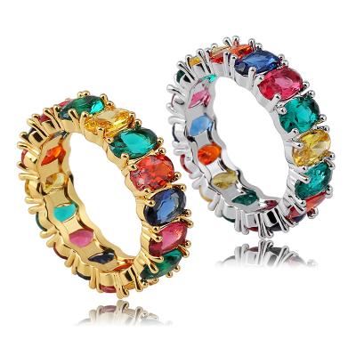 China Infinity Punk Multi Wedding Ring Colorful Glass Crystal Rhinestone Real Color 18k Gold Plated Glitter Colorful Rings for sale