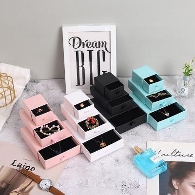 China Jewelry Storage Bespoke Design Ring Necklace Luxury Drawer Gift Cardboard Paper Packaging Jewelry Box With Logo for sale