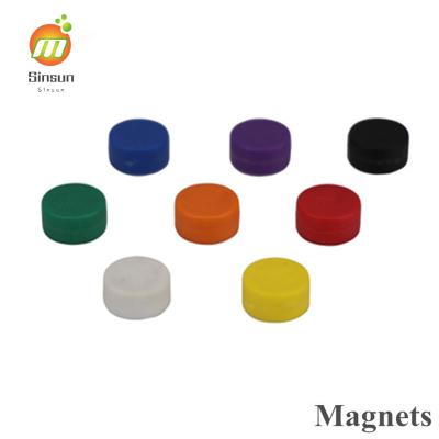 China Industrial Magnet Small Round Magnet Neodymium Rubber Colored Plastic Coated Magnet for sale