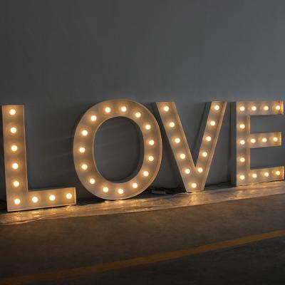 China Love Wedding Custom Made High Brightness Metal Led Marquee Giant Letter Red Flowers Light 5ft for sale