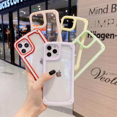 China Transparent Candy Color Shockproof Phone Case For iPhone 11 12 13 Mini Pro XR Max X XS 6 7 8Plus Soft Silicone Shockproof Bumper Back Cover for sale