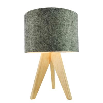 China Wooden Indoor Lighting European Living Room Rubber Light Shade Fabric Felt Lamp Tripod Wood Lamp for sale