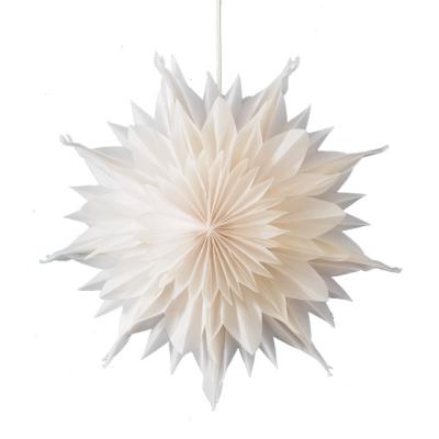 China Indoor Hanging Lamp Harp White Paper 3D Christmas Decoration Wallpaper Flower Star Shade Cover (Only Paper) for sale