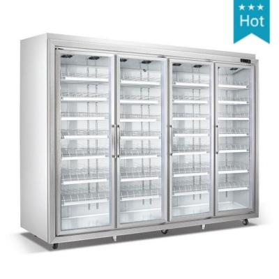 China Supermarket 4 Door Refrigerators Freezer / Fridge / Chiller upright display Vertical refrigerators for sale