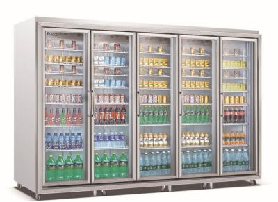 China Supermarket 5 Door Refrigerators Freezer / Fridge / Chiller upright display refrigerators for sale