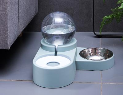 China Sustainable Double Pet Wheels Feeder With Ball Form Automatic Water Container for sale