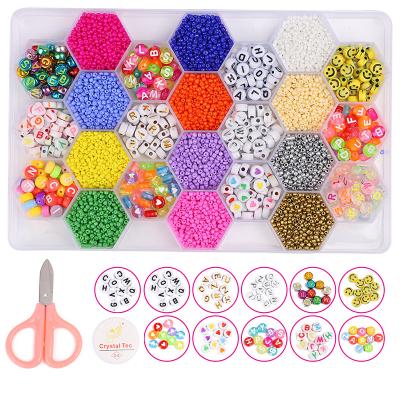 China Fashoin 24 Grid Shape Handmade Colorful Glass Beads Ornaments Acrylic Jewelry Making Toys And Gifts for sale