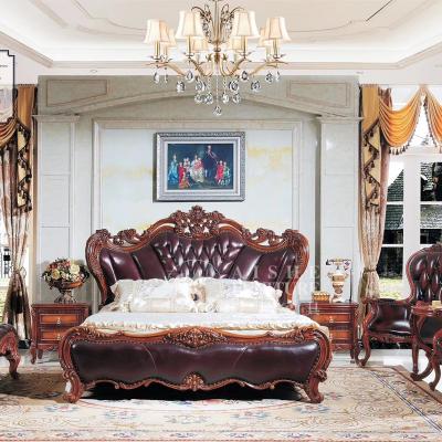 China Factory Wholesale Direct European Wooden Bedroom Furniture (Others) King Size Leather Bed Bedroom Furniture Adjustable for sale