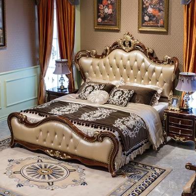 China (Others)China promotion wooden adjustable factory made special products hand carved leather bed special luxury bedroom set for wedding for sale