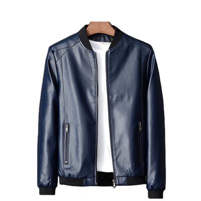 China Men's Leather Jacket Waterproof 2022 Autumn Winter Baseball Jackets Male Plus Size Clothing Business Solid Color Leather Blazer Waterproof for sale