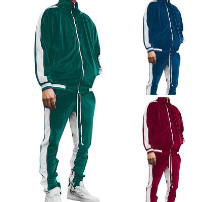 China Hot Spring Autumn Men's Velor Set Sports Suit Male Plus Velvet Hoodies+ Thick Pants Warm Sweatshirt Sportswear Tracksuit For Men for sale