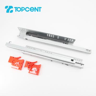 China Topcent powder drawer slider metal box kitchen cabinet soft close adjust steel slides mechanism rail slide Te koop