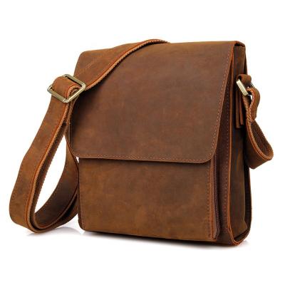 China Crazy Horse GENUINE LEATHER Handmade Leather Briefcase Bag Cross - Body Men's Leather Messenger Bag for sale