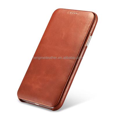 China Keep your iphone x from scratch the strong magnet Genuine Leather Flip Case Cover For Iphone X, For Iphone X Flip Case for sale