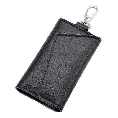 China Fashion Unisex Key Case Leather Wallets Holder Pocket Chain Ring With 6 Hooks Snap Closure for sale