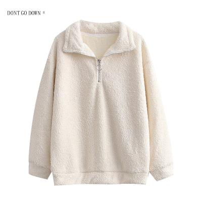 China OEM Kuerfit PAlule Wahine Lamb Hair Velvet Zipper Loose Casual Sweater More Waterproof Decoration Kuerfit Top Coat for sale