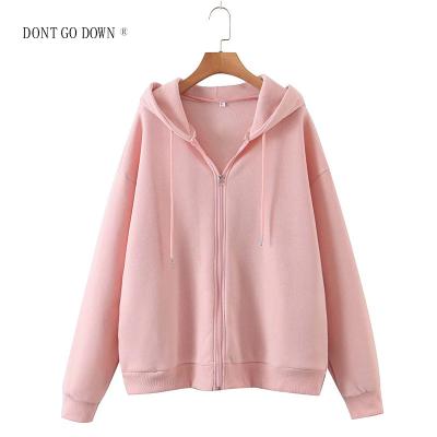 China OEM Kuerfit Ladies Jas Loose Lazy Zipper Waterproof Cardigan Sweater Long Sleeve Hooded Casual Jacket for sale