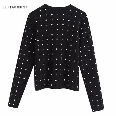 China New OEM Trui QUICK DRY Spring Kuerfit Women's Clothing European and American Style Rivets Knitted Sweater for sale