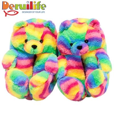 China Hot Selling Fashion Trend Women Faux Fur Slippers Boots Teddy Bear Pink Fluffy Slippers for sale