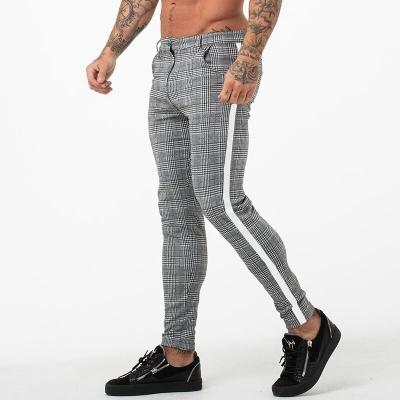 China US OEM Anti-Static Men's 2021 Size Fashion Design Plaid Printing Casual Stylish Skinny Slim Fit Pants And Breeches Long for sale