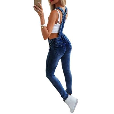 China Anti-pilling Denim Casual Nightclub Women's High Elastic Denim Jumpsuit for sale