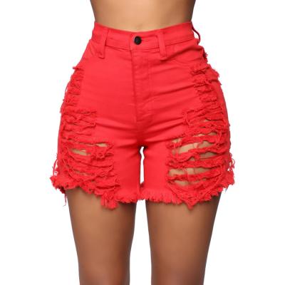 China Anti-wrinkle 2021 New Design Mid Rise Fringed Ripped Edge Summer Raw Denim for sale