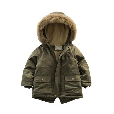 China Sustainable Padded Padded Jacket 2021 Winter Children Fashion Hooded Boy's Padded Jacket Cotton Zippers Yiwu Plain Thick Dyed Backing for sale