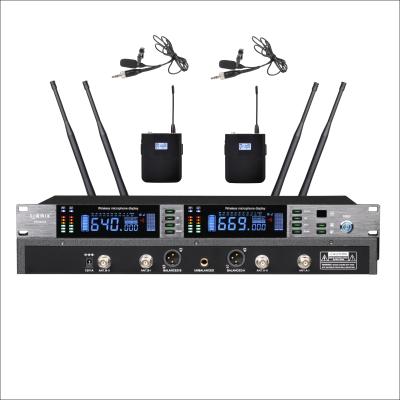 China Dual Channel Bling Wireless Microphone 300m True UHF Diversity Microphone RB6703 Lavalier Pro Mini Wide Range Body-Pack, Lapel Collar Lavalier MIC for sale