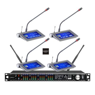 China High End Professional Dual Channel Wireless Gooseneck Microphone RE8CB0 UHF PLL Microphone System with Wireless Desktop Transmitters for Conference for sale