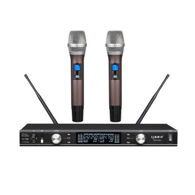 China Best RE7230 pro microphone handheld PLL ultra-high frequency. KTV Karaoke Party MIC Handheld Dual Channel Dynamic Wireless Microphone For Americas With Monitor for sale