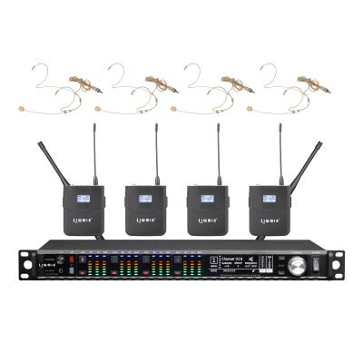 China Factory-direct Hot Professional Dual Channel Wireless Headset Microphone R8800 UHF PLL Microphone System with mini body-pack and headphone mics and monitor for sale