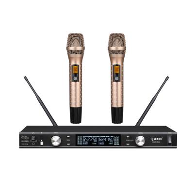 China R7380 pro handheld microphone. Wireless Handheld Dual Channel Dynamic UHF PLL MIC and Wireless Monitor Microphone System for KTV Party Karaoke Speech for sale