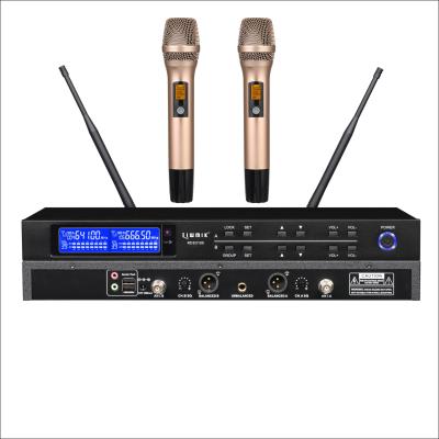 China Wireless MIC Handheld Dual Channel Wireless Microphone, RB3320 Handheld Professional Karaoke Microphone UHF PLL KTV Maximum Working Distance 200 Meters for sale