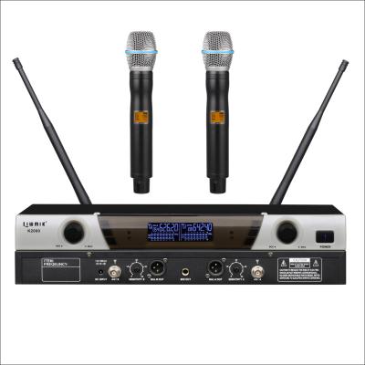 China Professional Handheld Karaoke MIC UHF KTV Wireless Handheld Microphone Dual Channels Microphone System KA2305 for sale