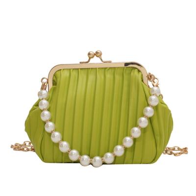 China Other Pearl Handbag Quilted Soft Leather Wedding Cute Pink Ladies Bag Clutch for sale