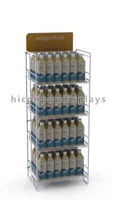 China Flooring Metal Beer Bottle Display Rack 4 Shelves For Drinks Products for sale