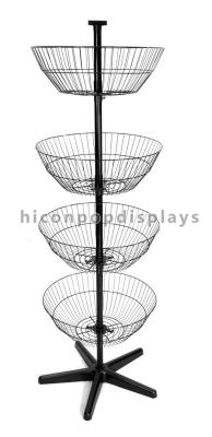 China Rotating Spinner Rack Display Stand Floor Standing 4 Tier Basket Stand for sale