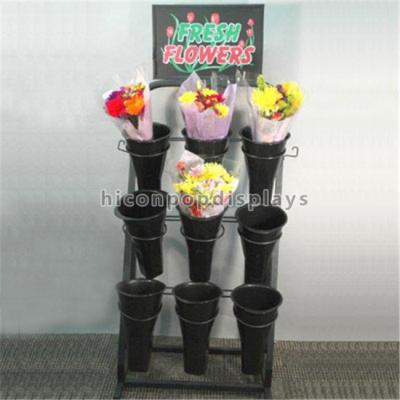 China Black Metal Display Rack Retail Merchandise Displays For Flower / Plants for sale