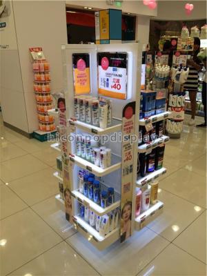 China Cosmetics Display Stand Instore Promotional Lighting Makeup Display Stands for sale