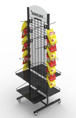 China Movable Flooring Display Stands , Metal Flooring Display Racks For Snack Food for sale