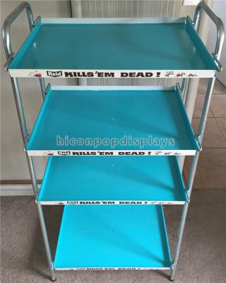 China Repellent Retail Store Displays 4 - Layer Blue Powdered Metal Display Shelf for sale