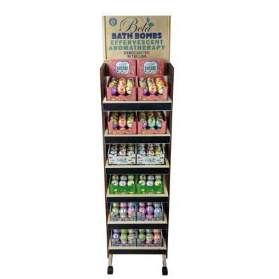 Китай Movable 6-tier Wax Melt Display Stand Floorstanding Wooden Wax Display Rack продается