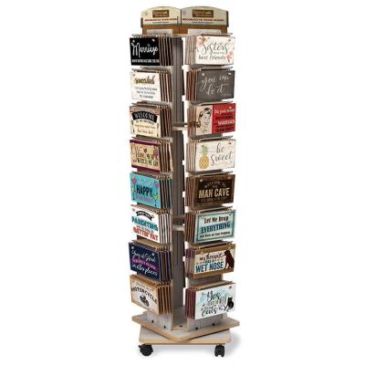 Cina Retail Store Spinner Display Rack Wooden Bumper Sticker Display Rack in vendita